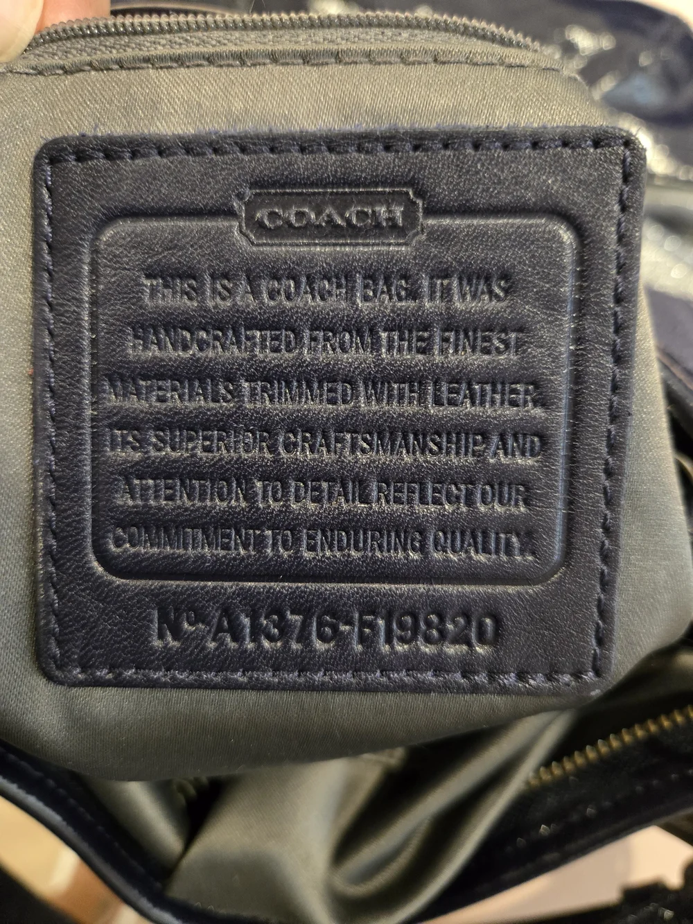 Coach Optic Navy Metallic Signature Shoulder Bag/Crossbody